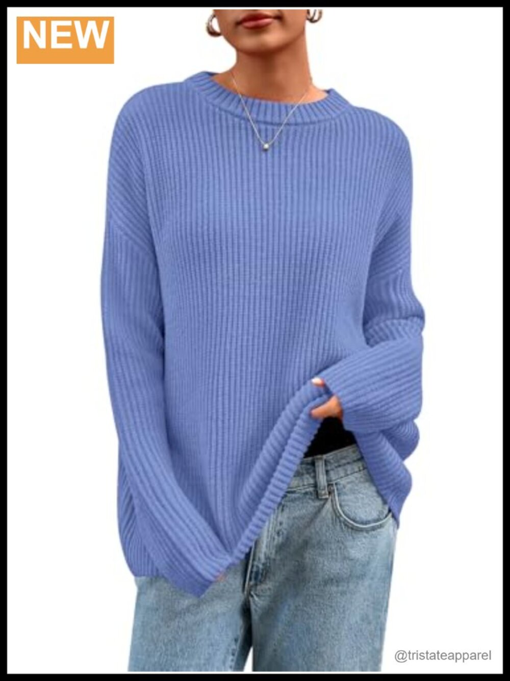 Women's Chunky Crewneck Knit Pullover Sweater - Oversized Drop Shoulder Long